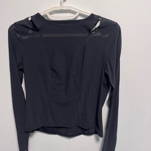 Lululemon Black Mesh Long Sleeve Shirt Cutout Shoulders
